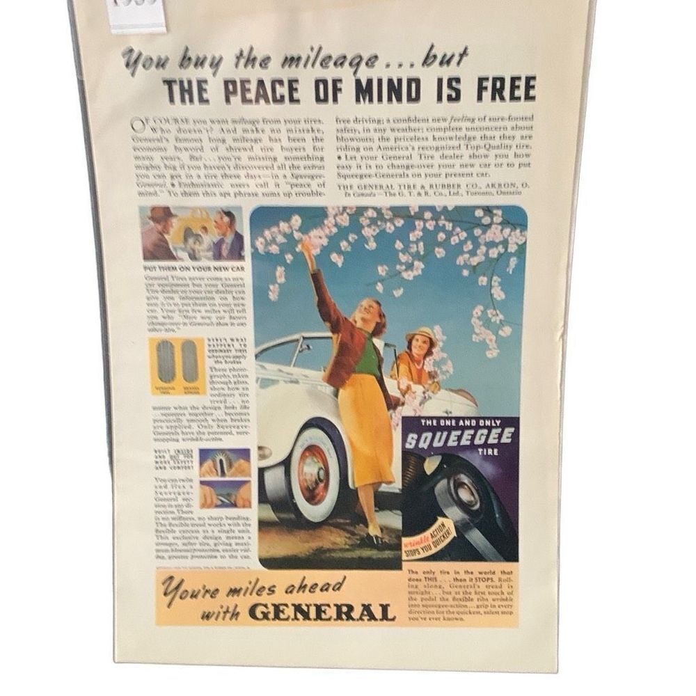 Vintage 1939 General Tires You Buy The Mileage Ad Advertisement